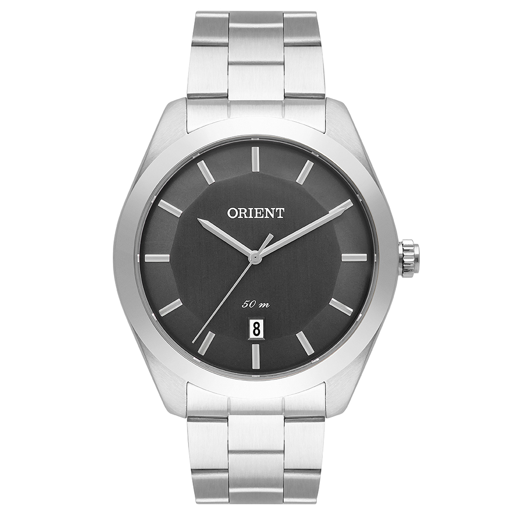 Orient - Orologio Analogico Da Uomo Modello Mid-32162, Quadrante Argento, Bracciale In Acciaio, Design Elegante